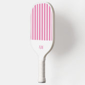 Roze & Witte Strepen Country Club Monogram Pickleball Paddle (Links)
