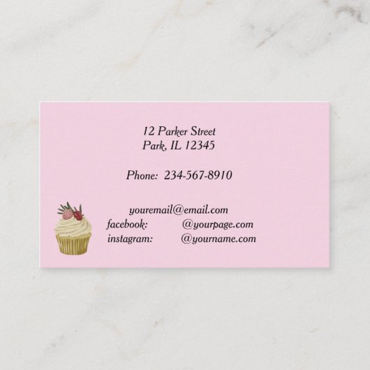Roze witte strepen en gaffelkook visitekaartje (Achterkant)