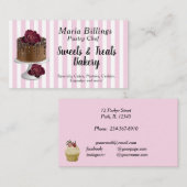 Roze witte strepen en gaffelkook visitekaartje (Voorkant / Achterkant)