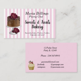 Roze witte strepen en gaffelkook visitekaartje