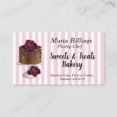 Roze witte strepen en gaffelkook visitekaartje (Voorkant)