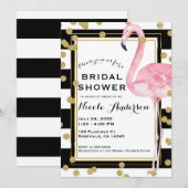 Roze witte strepen en gouden Confetti Kaart (Voorkant / Achterkant)