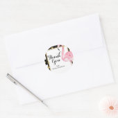 Roze witte strepen en gouden Confetti Ronde Sticker (Envelop)