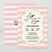 Roze witte strepen Gold Black BABY SIP en SEE Kaart (Voorkant / Achterkant)