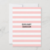 Roze witte strepen Gold Black BABY SIP en SEE Kaart (Achterkant)