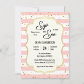 Roze witte strepen Gold Black BABY SIP en SEE Kaart (Voorkant)