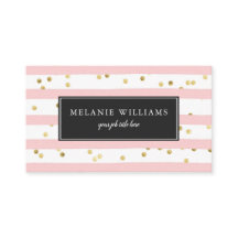 Roze witte strepen Gold Polka Dots