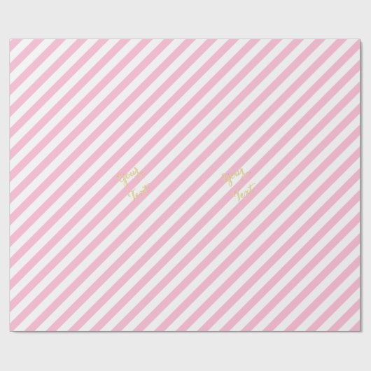 Roze Witte Strepen Gouden Tekst Kerst Verjaardag Cadeaupapier (Vlak)