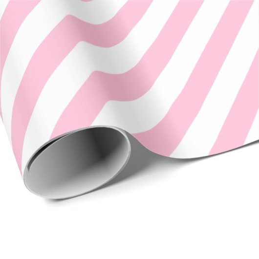 Roze Witte Strepen Gouden Tekst Kerst Verjaardag Cadeaupapier (Rol Hoek)