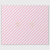 Roze Witte Strepen Gouden Tekst Kerstmis Verjaarda Cadeaupapier (Vlak)