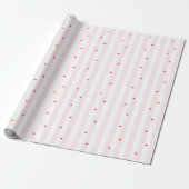 Roze Witte Strepen + Hartjes Inpakpapier (Uitgerold)