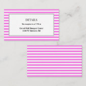 Roze/witte strepen ingelijste bruiloft details informatiekaartje (Voorkant / Achterkant)