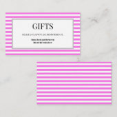 Roze/Witte Strepen Ingelijste Gift Registry Informatiekaartje (Voorkant / Achterkant)