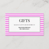 Roze/Witte Strepen Ingelijste Gift Registry Informatiekaartje (Voorkant)