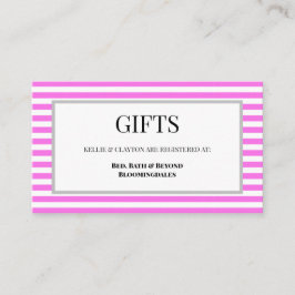 Roze/Witte Strepen Ingelijste Gift Registry Informatiekaartje