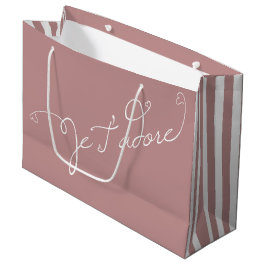 roze witte strepen Je T adore French Ik heb je bew Groot Cadeauzakje