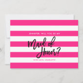 Roze witte strepen, je wordt mijn bruidsmeisje kaart (Voorkant)