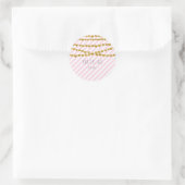 Roze & witte strepen met gouden harten Stickers (Tas)