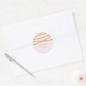 Roze & witte strepen met gouden harten Stickers (Envelop)