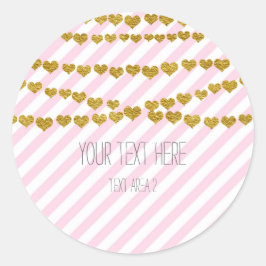 Roze & Witte Strepen met Gouden Hartjes Stickers