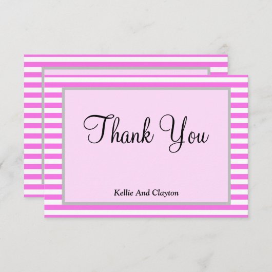 Roze/witte strepen met ingevulde kaart Hartelijk d (Voorkant / Achterkant)