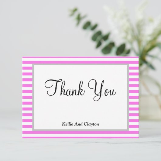 Roze/witte strepen met ingevulde kaart Hartelijk d (Staand voorkant)