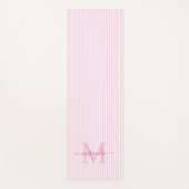 Roze & Witte Strepen Monogram Naam Yogamat (Voorkant)