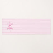 Roze & Witte Strepen Monogram Naam Yogamat (Voorkant (horizontaal))