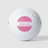 Roze witte strepen Naam Monogram Golfballen (Voorkant)