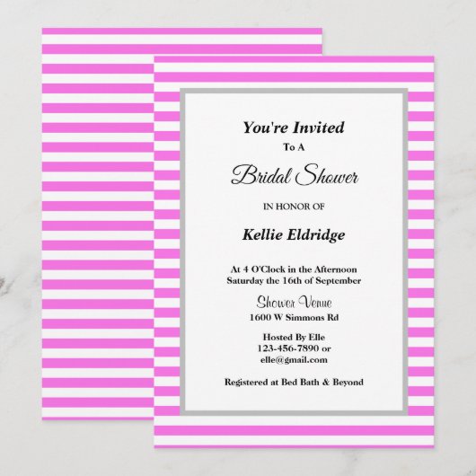 Roze/witte strepen omhuld Vrijgezellenfeest Kaart (Voorkant / Achterkant)