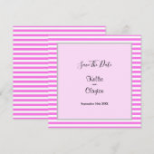 Roze/Witte Strepen Omlijst Huwelijk Save The Date (Voorkant / Achterkant)