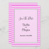 Roze/Witte Strepen Omlijst Huwelijk Save The Date (Voorkant / Achterkant)