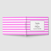 Roze/Witte Strepen Omlijst Trouwfeest Gastenboek (Volledig)