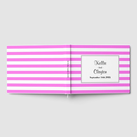 Roze/witte strepen omwoeld gastenboek (Volledig)