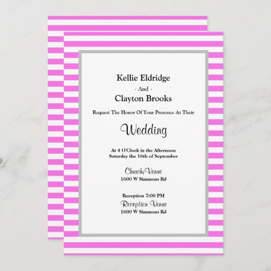 Roze/witte strepen omwoeld kaart (Voorkant / Achterkant)