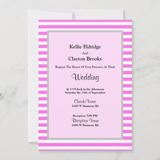 Roze/witte strepen omwoeld kaart (Voorkant)