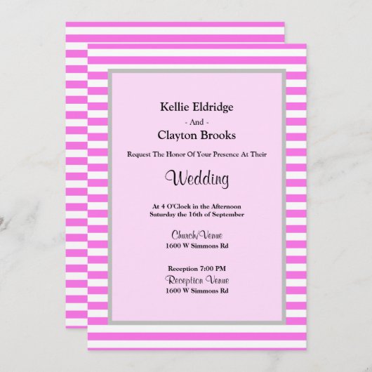 Roze/witte strepen omwoeld kaart (Voorkant / Achterkant)