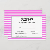 Roze/witte strepen omwoeld RSVP kaartje (Voorkant / Achterkant)