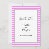 Roze/witte strepen omwoeld save the date (Voorkant)