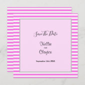 Roze/witte strepen omwoeld save the date (Voorkant / Achterkant)