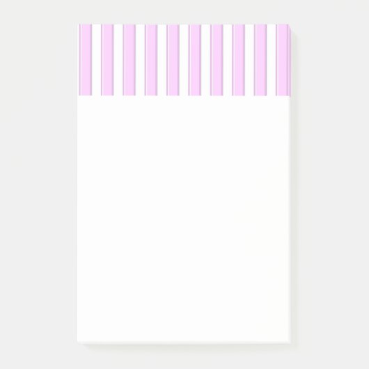 Roze Witte Strepen Patroon 4" x 6" Stickies Post-it® Notes (Voorkant)