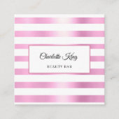 Roze witte strepen Salon Visitekaartje (Voorkant)