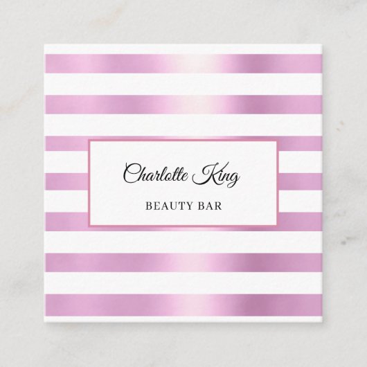 Roze witte strepen Salon Visitekaartje (Voorkant)