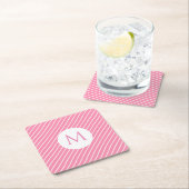 Roze witte strepen Trendy Monogram Moderne Sjabloo Kartonnen Onderzetters (Insitu)
