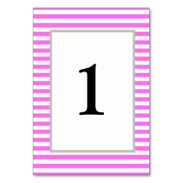 Roze/Witte Strepen Trouwtafel Nummer Kaart