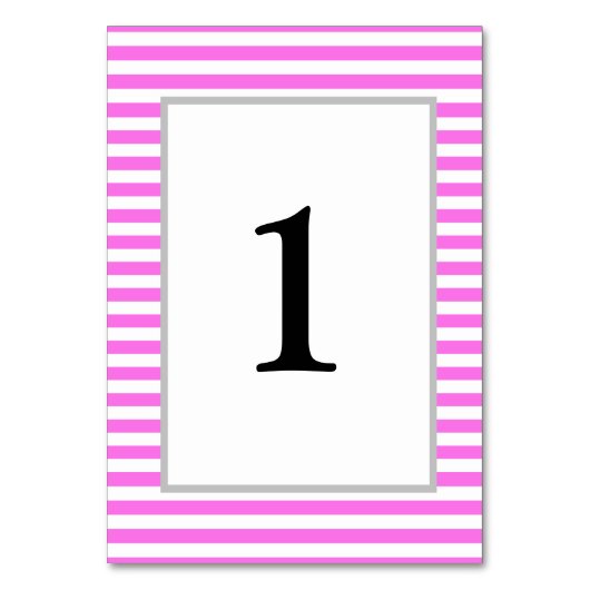 Roze/Witte Strepen Trouwtafel Nummer Kaart (Achterkant)