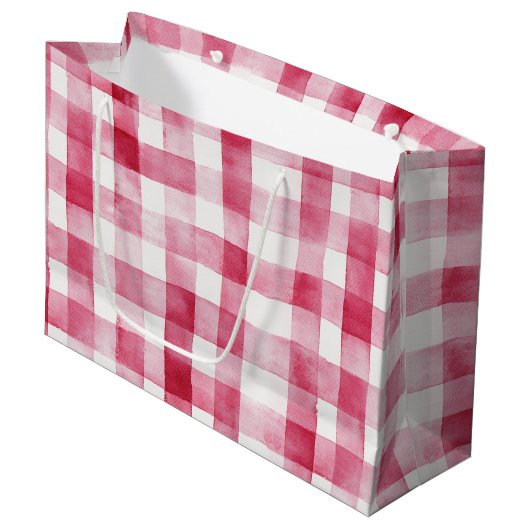 Roze Witte Strepen Verjaardag Groot Cadeauzakje (Voorkant Gekanteld)