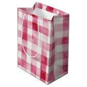 Roze Witte Strepen Verjaardag Medium Cadeauzakje (Achterkant Gekanteld)