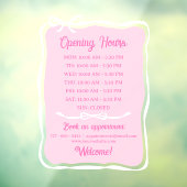 Roze Witte Strik Frame Openingstijden Kleine Zakel Raamsticker (Vel 3)