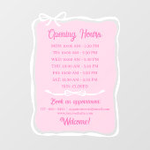 Roze Witte Strik Frame Openingstijden Kleine Zakel Raamsticker (Vel)